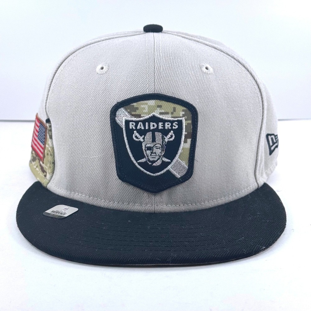 New Era 59FIFTY Las Vegas Raiders Salute to Service Fitted Hat 7 5/8 Tan Black